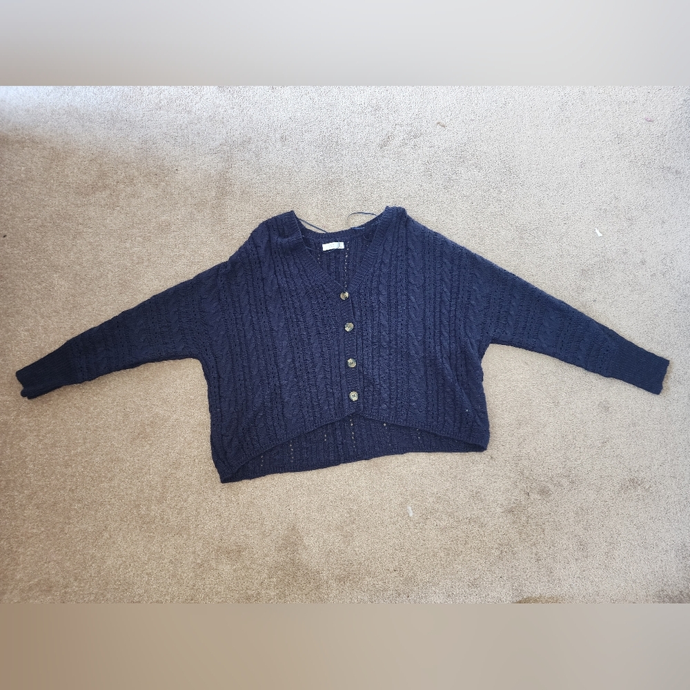 LC Laura Conrad Cable Knit Cardigan Sweater